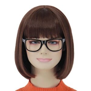 Velma Wig - Brown Bob with Bangs, Short Bob Hair Wig for Daily Party AD026BR